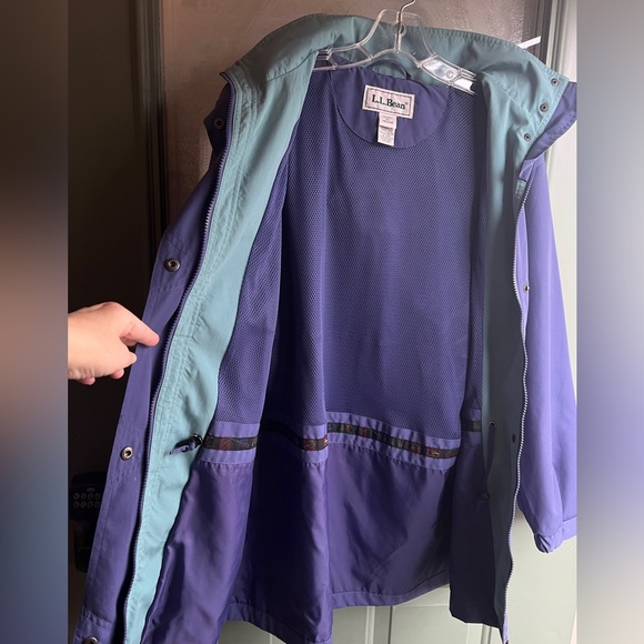 L.L. Bean Jacket Lightweight Parka, Full Zip Coat, Hooded, Blue Windbreaker, M - Picture 5 of 8